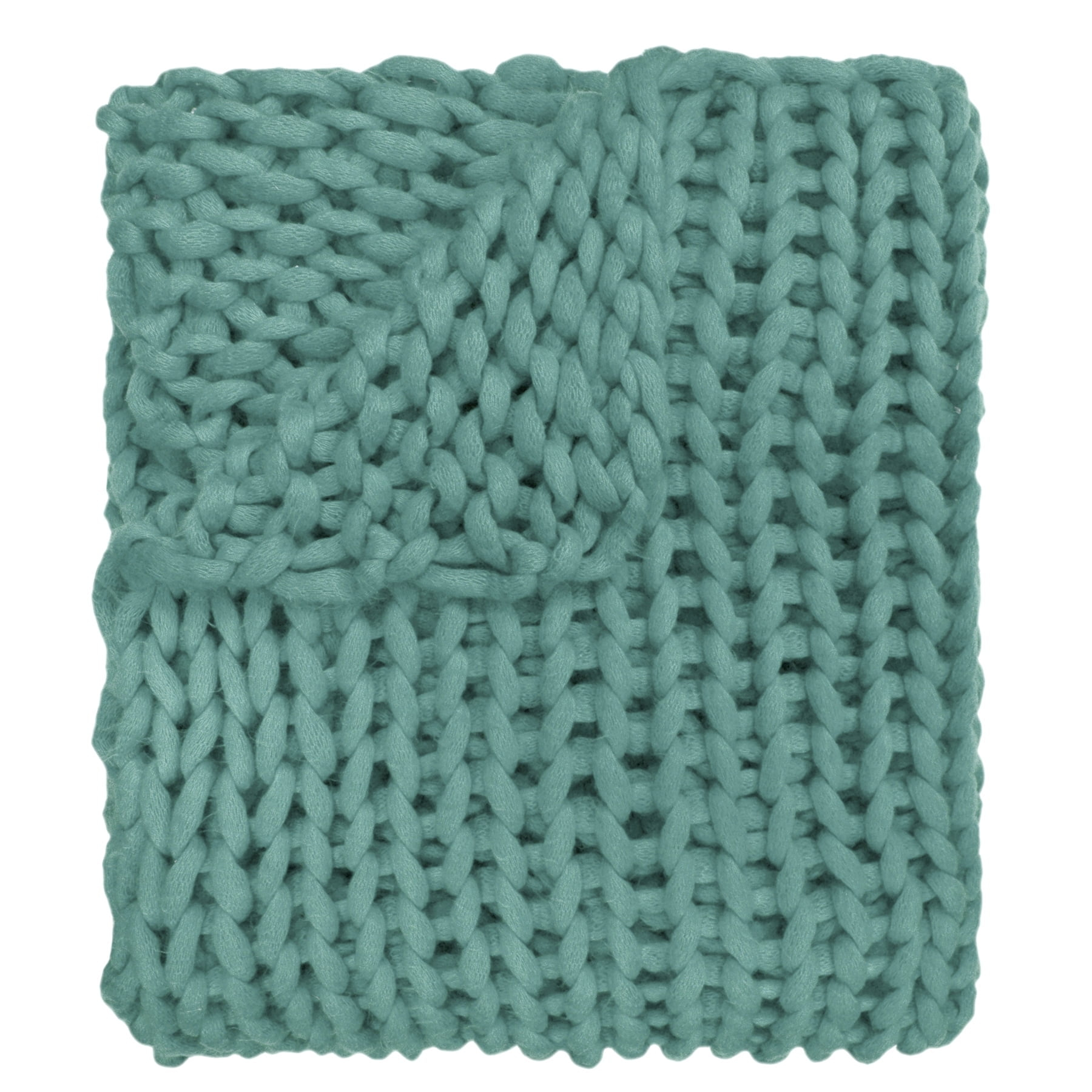 Donna Sharp Aqua Chunky Knit Woven Throw Blanket