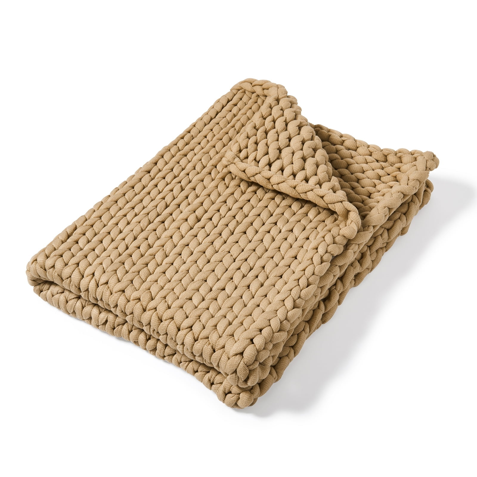 Donna Sharp Chunky Knit Taupe Contemporary Decorative Throw Blanket with Over-Sized Loop Pattern