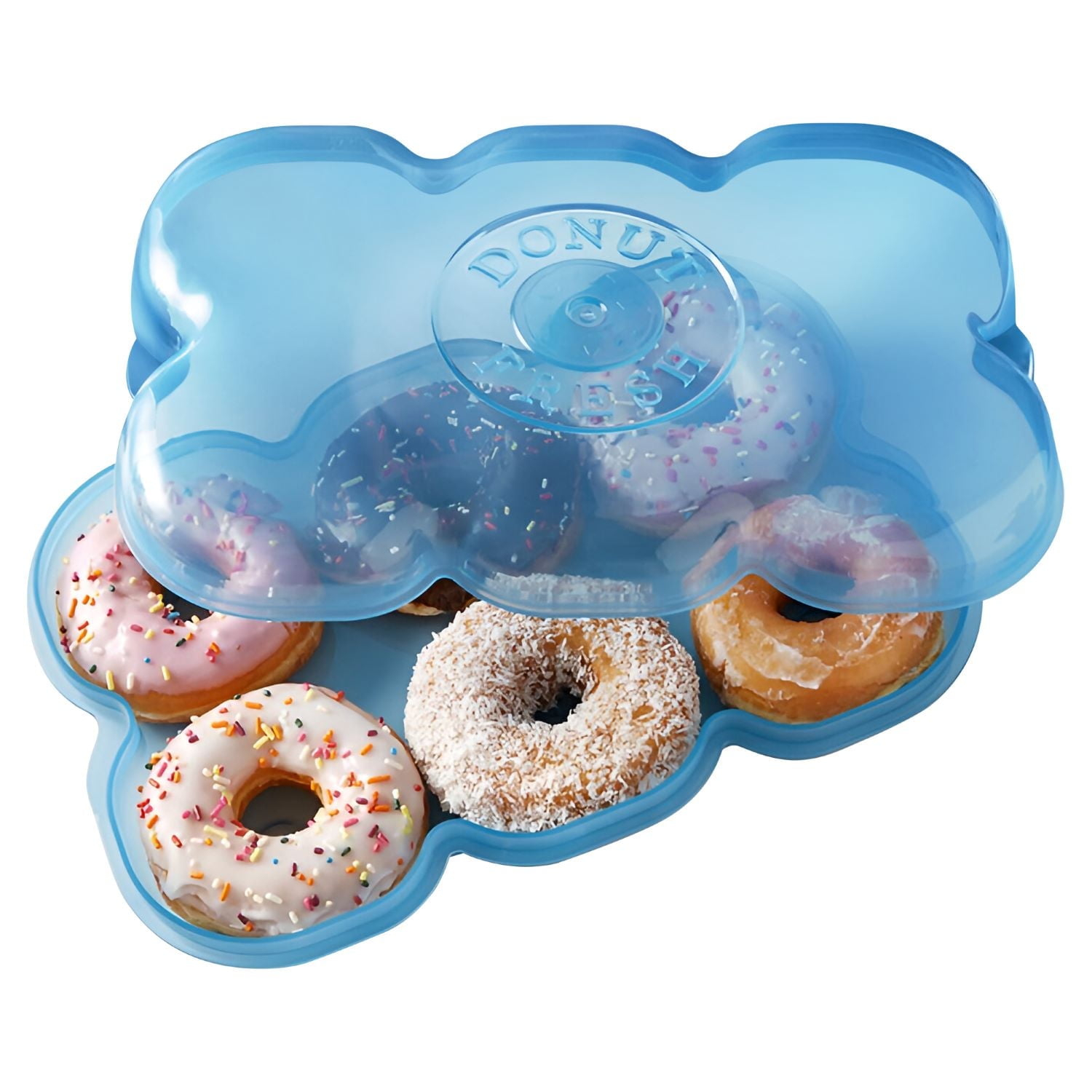 Donut Fresh Donut Storage Containers with Lids, Airtight, Reusable, Holds 6, Freezer and Microwave Safe