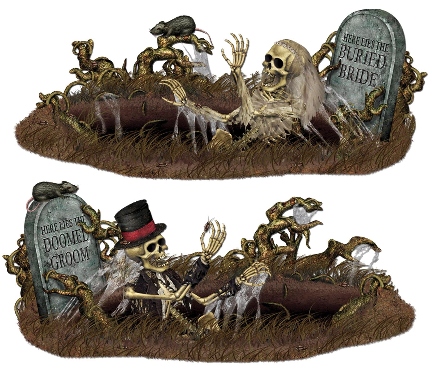 Beistle 33 1/2" x 5' 3" Doomed Groom and Buried Bride Props 4/Pack 00907