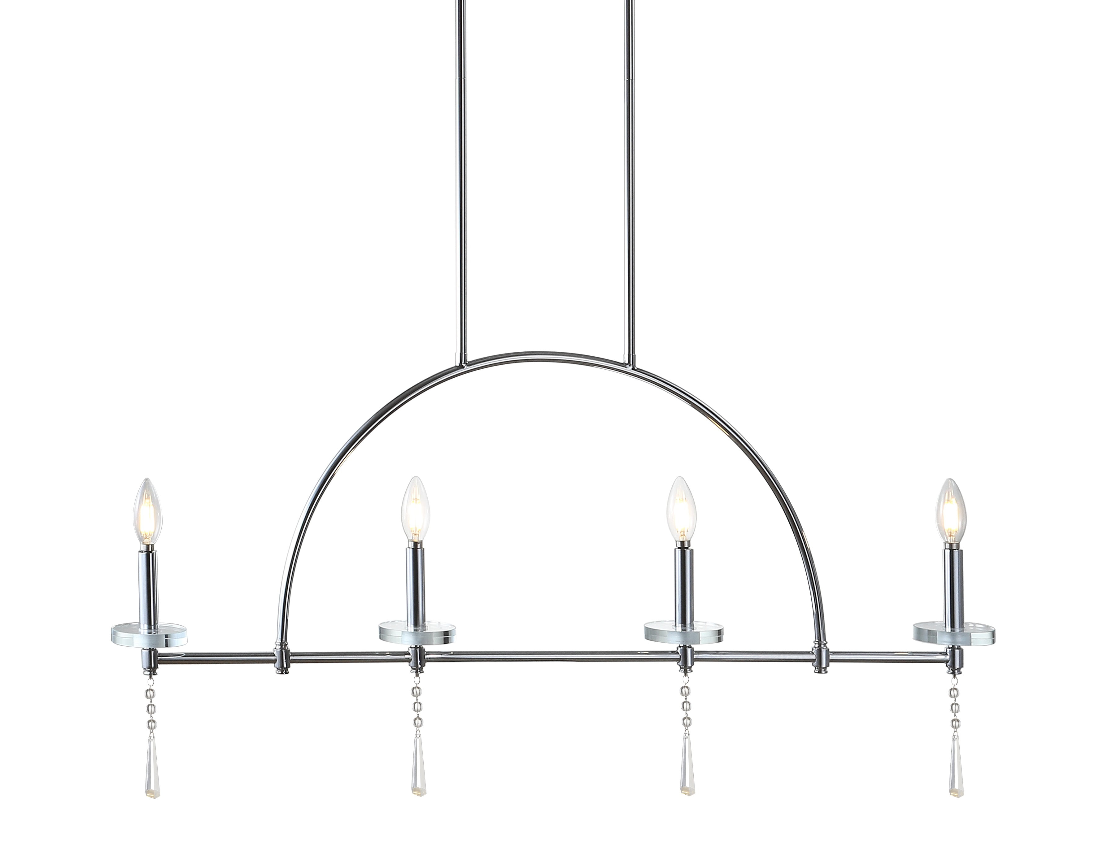 Doris 41" 4-light Linear Metal/Crystal LED Pendant, Chrome