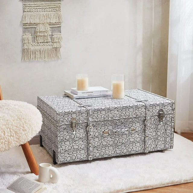 DormCo Texture® Brand Trunk - Faux Snakeskin - 29"L x 20"W x 14"H Silver