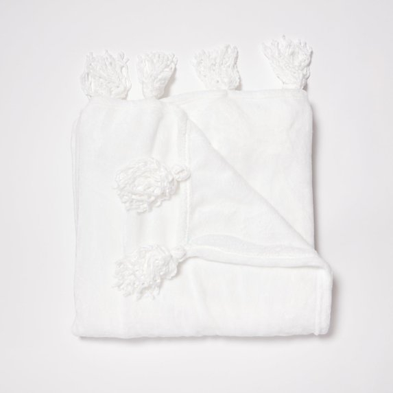 Dormify Tassel Fringe Throw, Ivory,  Dorm Room Accent & Decor Lighting,  Bedroom & Dorm Room Accent Essential
