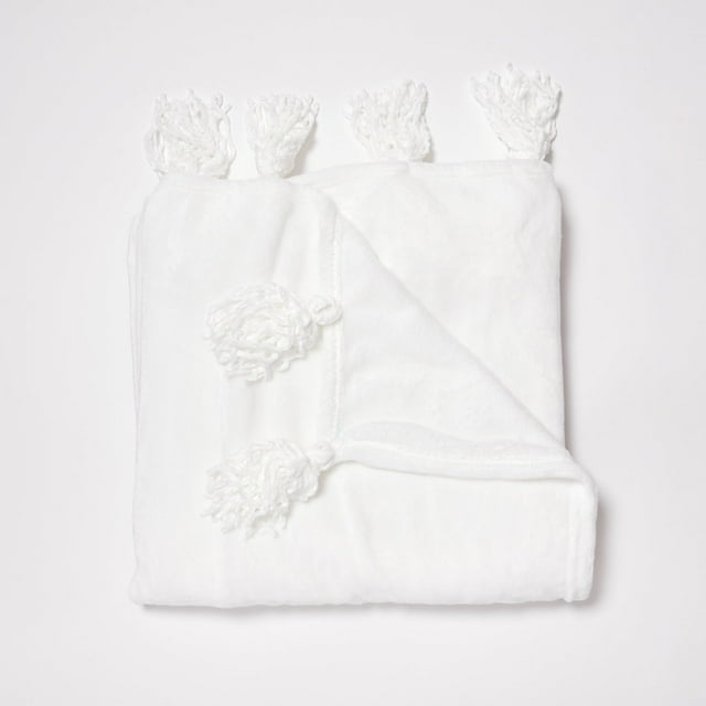 Dormify Tassel Fringe Throw, Ivory,  Dorm Room Accent & Decor Lighting,  Bedroom & Dorm Room Accent Essential