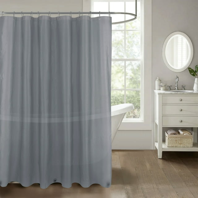 Dots Embossed Peva Shower Curtain Liner Embossed with Magnets Grey