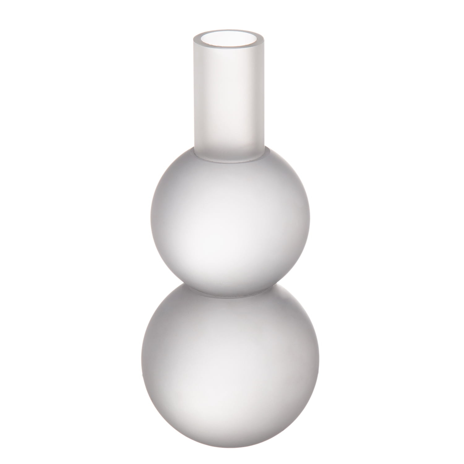 Double Orb Candle Holder - 3"Dia. x 7" - White