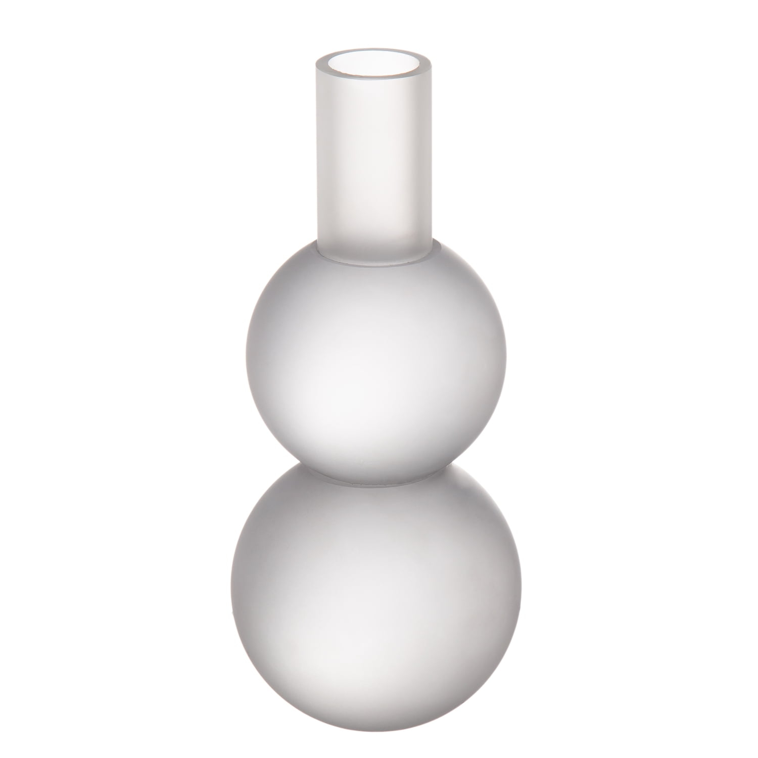 Double Orb Candle Holder - 3"Dia. x 7" - White