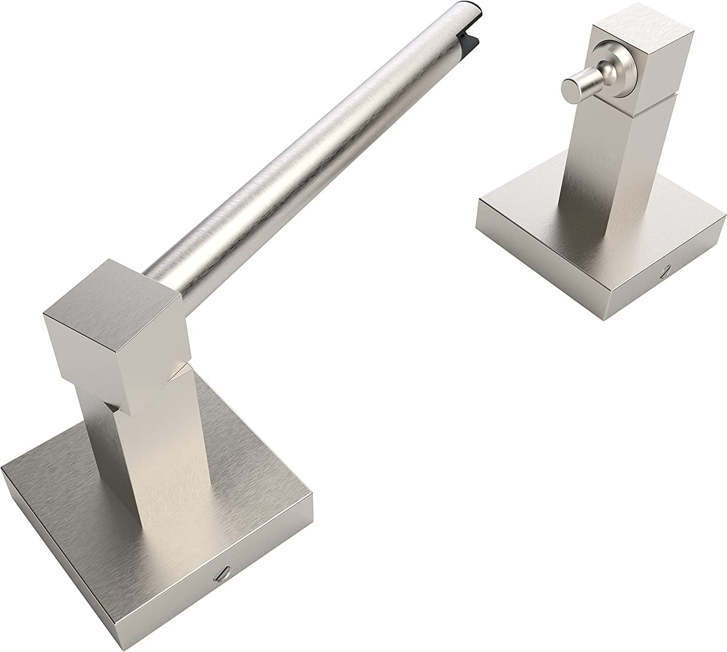 Double Post Pivoting Modern Square Toilet Paper Holder by RUACQ, Brushed Nickel, Wall Mounted