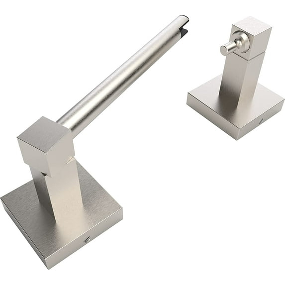 Double Post Pivoting Modern Square Toilet Paper Holder by RUACQ, Brushed Nickel, Wall Mounted