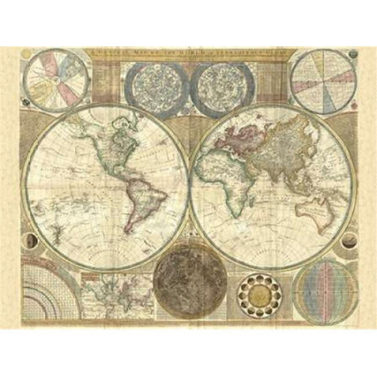 Double hemisphere map of the world 1794 Poster Print by Samuel Dunn (22 x 28)
