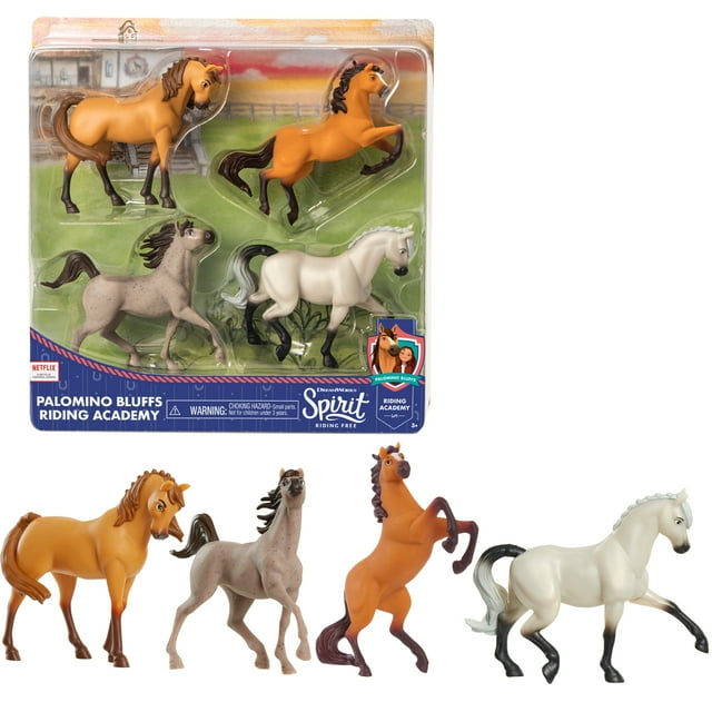 DreamWorks Spirit Riding Free Collectible Horse 4-Pack – Palomino Bluffs Riding Academy,  Kids Toys for Ages 3 Up, Gifts and Presents