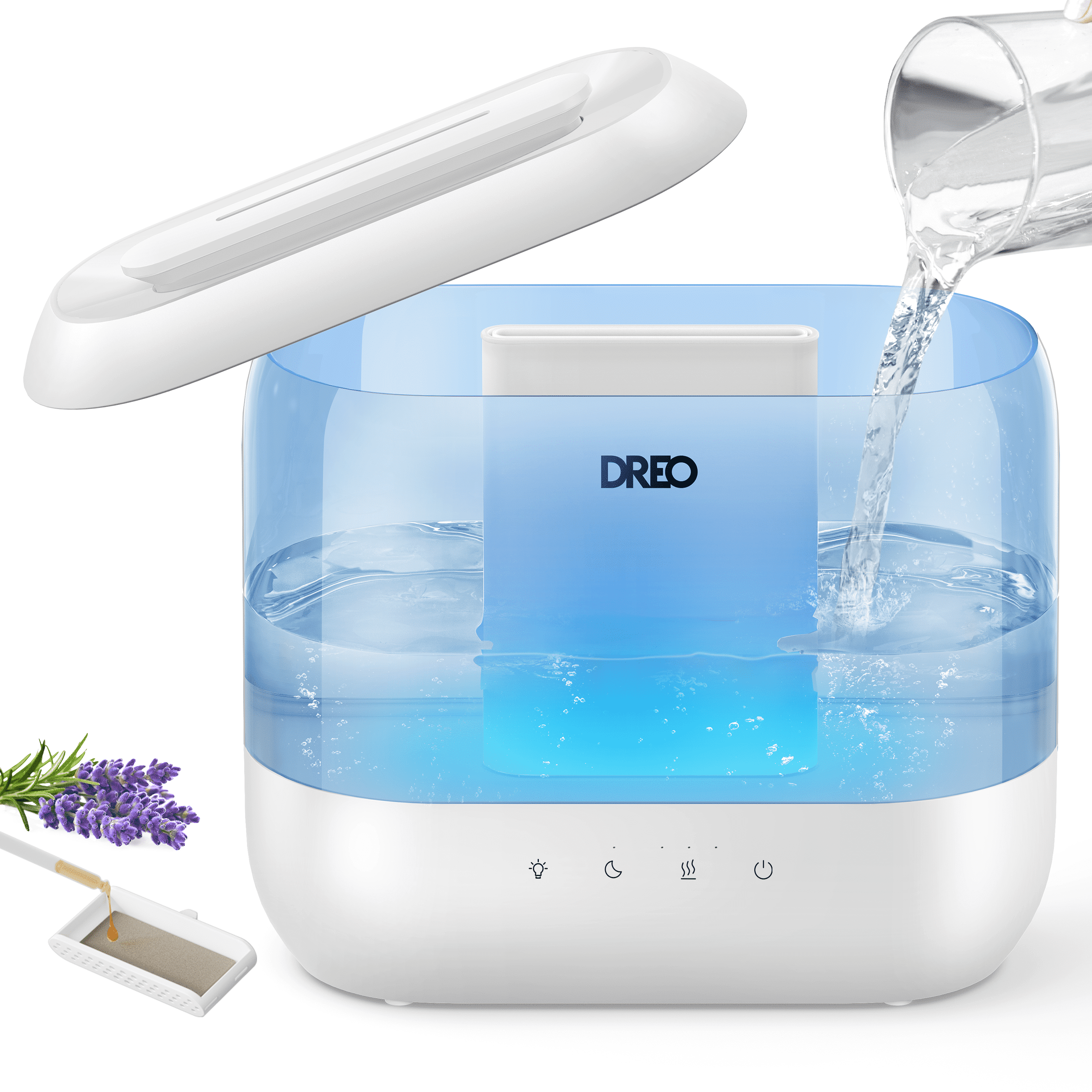 Dreo Humidifiers for Bedroom, Top Fill 4L Supersized Cool Mist Humidifier with Oil Diffuser and Nightlight, 32H Runtime, Quiet Ultrasonic Humidifiers for Home, Large Room, Baby Nursery and Plants