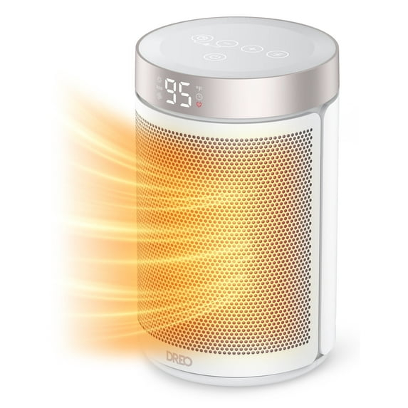 Dreo Space Heaters for Indoor Use, Portable Heater with Thermostat, 1-12H Timer, Eco Mode and Fan Mode, 1500W PTC Ceramic Fast Safety Heat for Office Bedroom Home, White