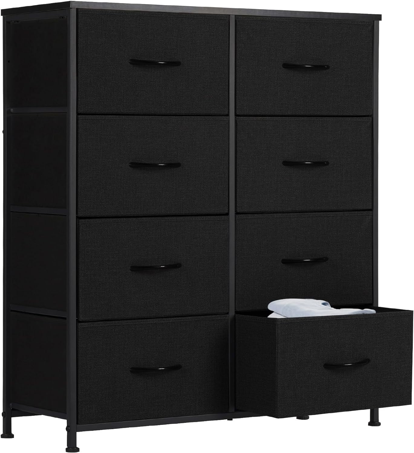 Dresser, Dresser for Bedroom Drawer Organizer Storage Drawers, Fabric Storage Tower with 8 Drawers, Chest of Drawers with Steel Frame, Wood Top for Nursery, Living Room, Closet