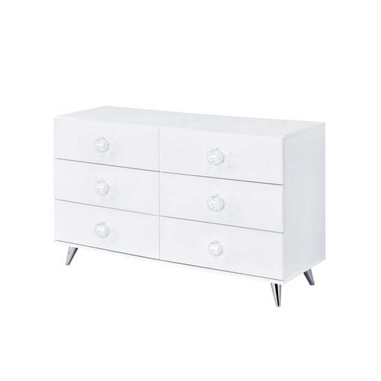 Dresser with 6 Drawers and Angled Metal Feet White - Saltoro Sherpi