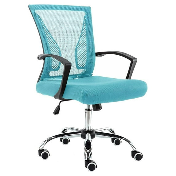 Modern Home Zuna Mid-Back Office Task Chair - Ergonomic Back Supporting Mesh Back Desk Chair (Black/Aqua)