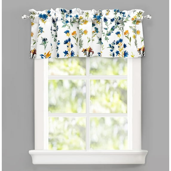 DriftAway Sylvia Floral Botanical Herbs Watercolor Printed Pattern Lined Blackout Thermal Insulated Window Curtain Valance Rod Pocket Single 52" x 14" Plus 2" Header Multi