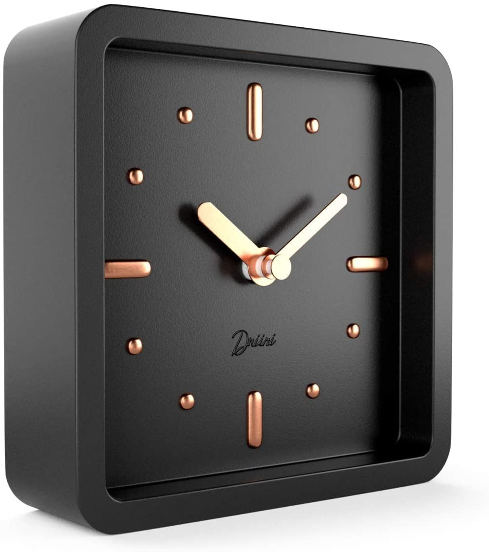 Driini Modern Mid Century Desk & Shelf Clock for Mantle, Bedroom Nightstand