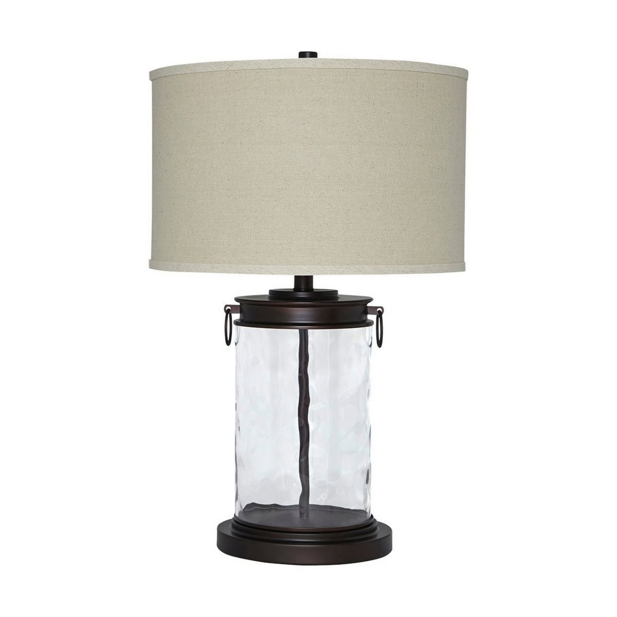 Drum Shade Table Lamp with Glass Insert Base Bronze - Saltoro Sherpi