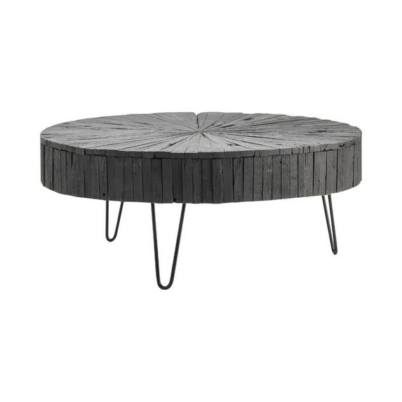 Drummond Cocktail Table Black Metal Frame with Rustic Wood Design