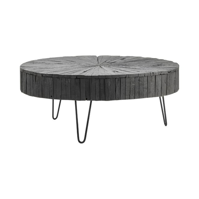 Drummond Cocktail Table Black Metal Frame with Rustic Wood Design