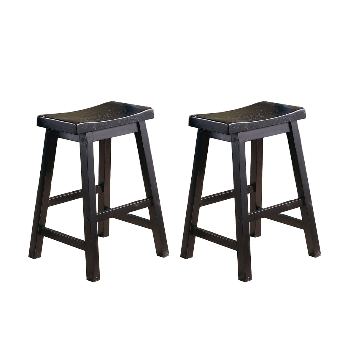 Lexicon Saddleback 24" Solid Wood Counter Stool in Black (Set of 2)