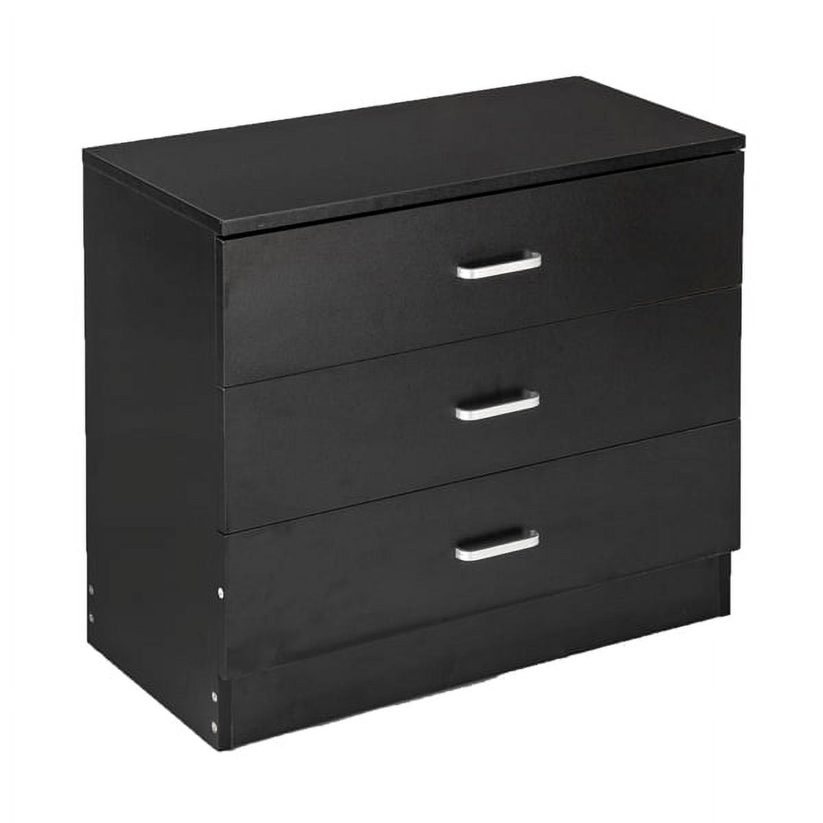 Oufan 3 Drawer Dresser, Wood Chest Drawers Cabinet with Storage for Bedroom, Black