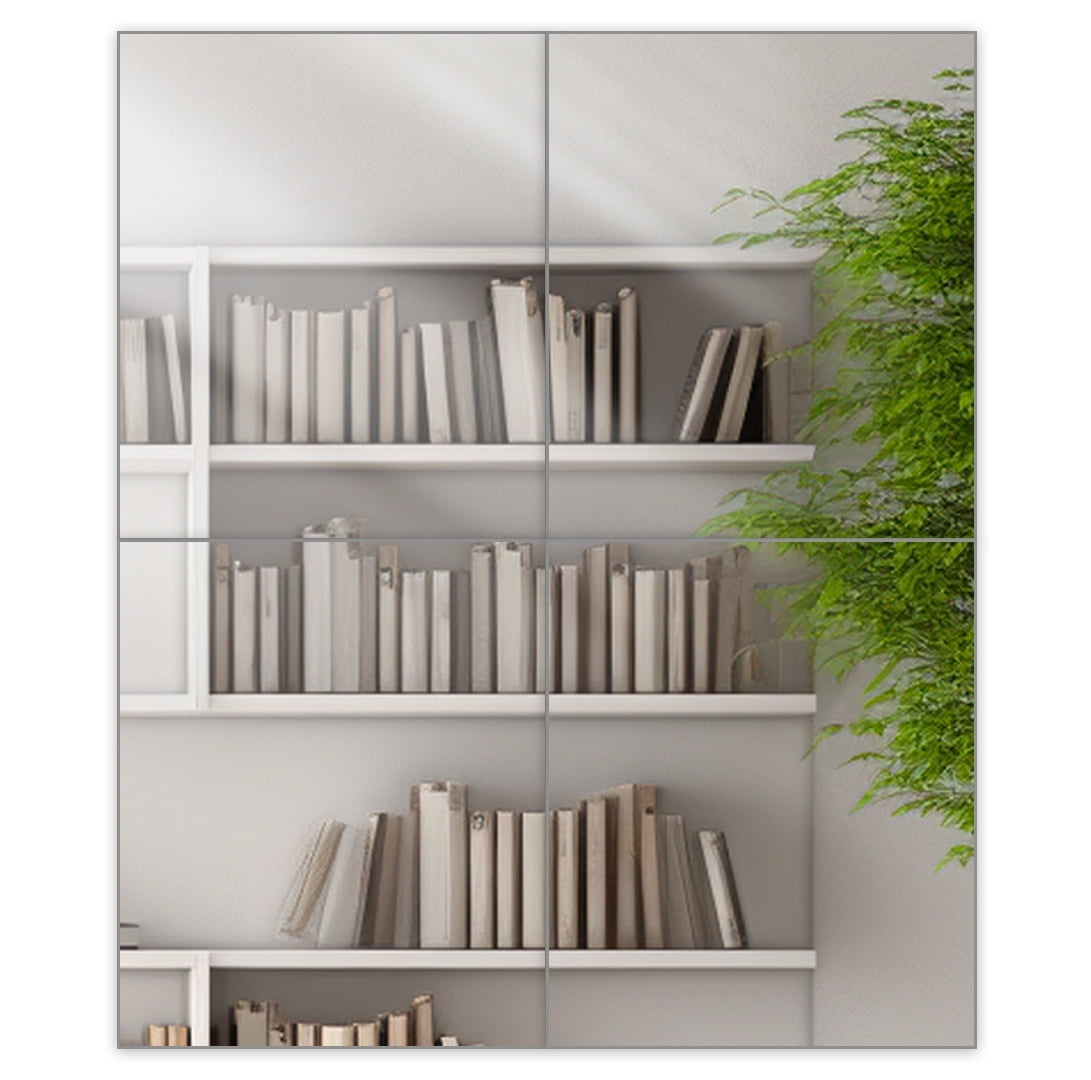 Dulles Glass Frameless Wall Mirror Tiles - 12''x 10'' Large Full Body Mirror for Home Gym, Bedroom, Door, Bathroom, 4 Pack