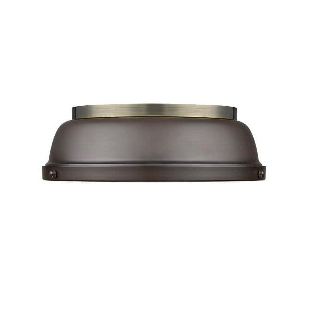 Golden Lighting Duncan 2-Light Flush Mount in Aged Brass with Rubbed Bronze