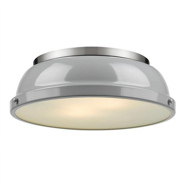 Golden Lighting Duncan 2-Light Flush Mount in Pewter with Gray