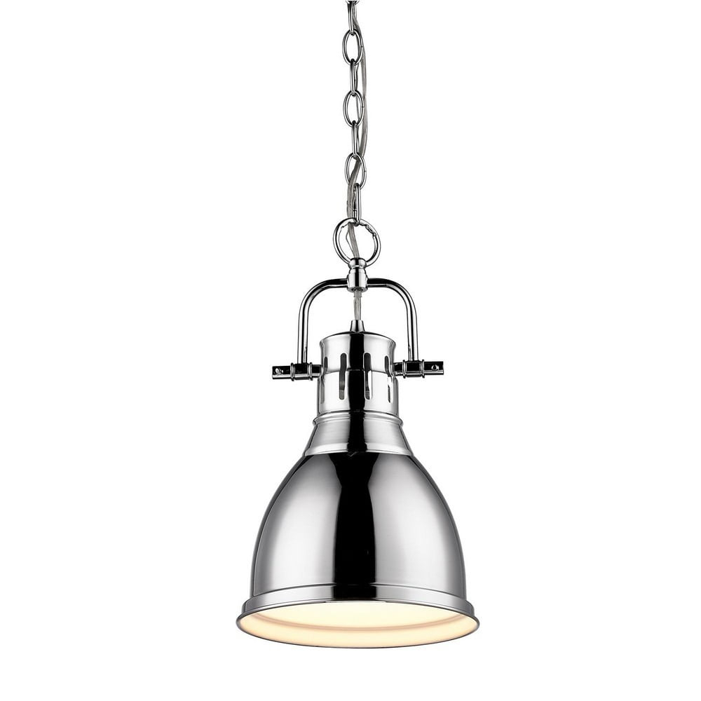 Golden Lighting Duncan 1-Light Small Pendant with Chain in Chrome