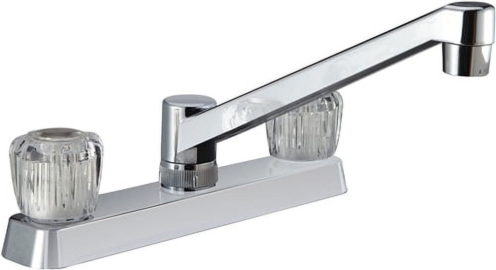 Dura Faucet Two Handle Kitchen Faucet with Crystal Acrylic Knobs for RVs- Chrome Polished