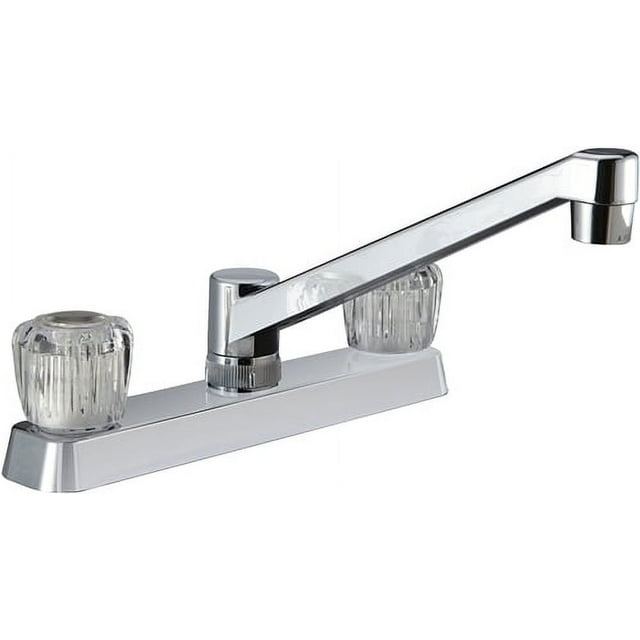 Dura Faucet Two Handle Kitchen Faucet with Crystal Acrylic Knobs for RVs- Chrome Polished