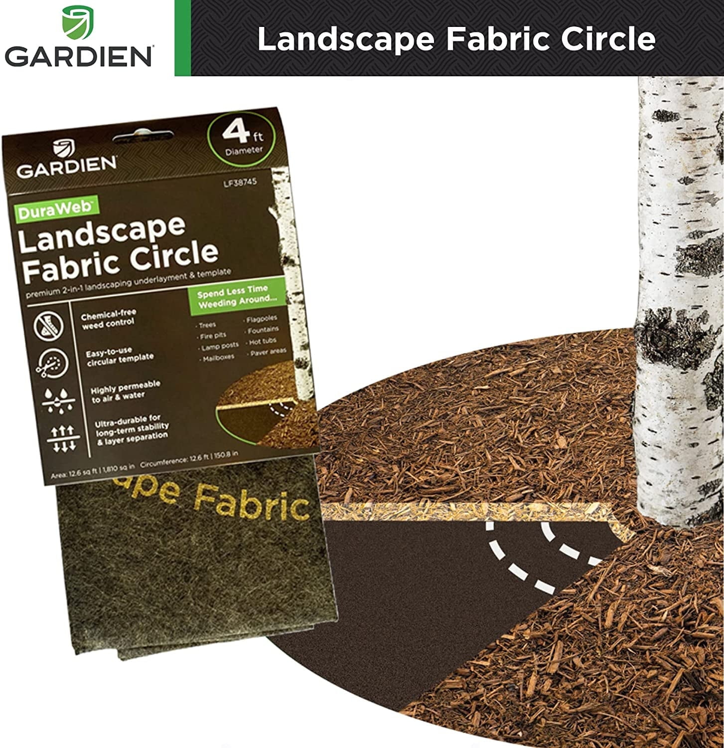 DuraWeb™ Ultimate Non-Woven Polypropylene 4ft. Weed Control, Landscape Fabric Circle