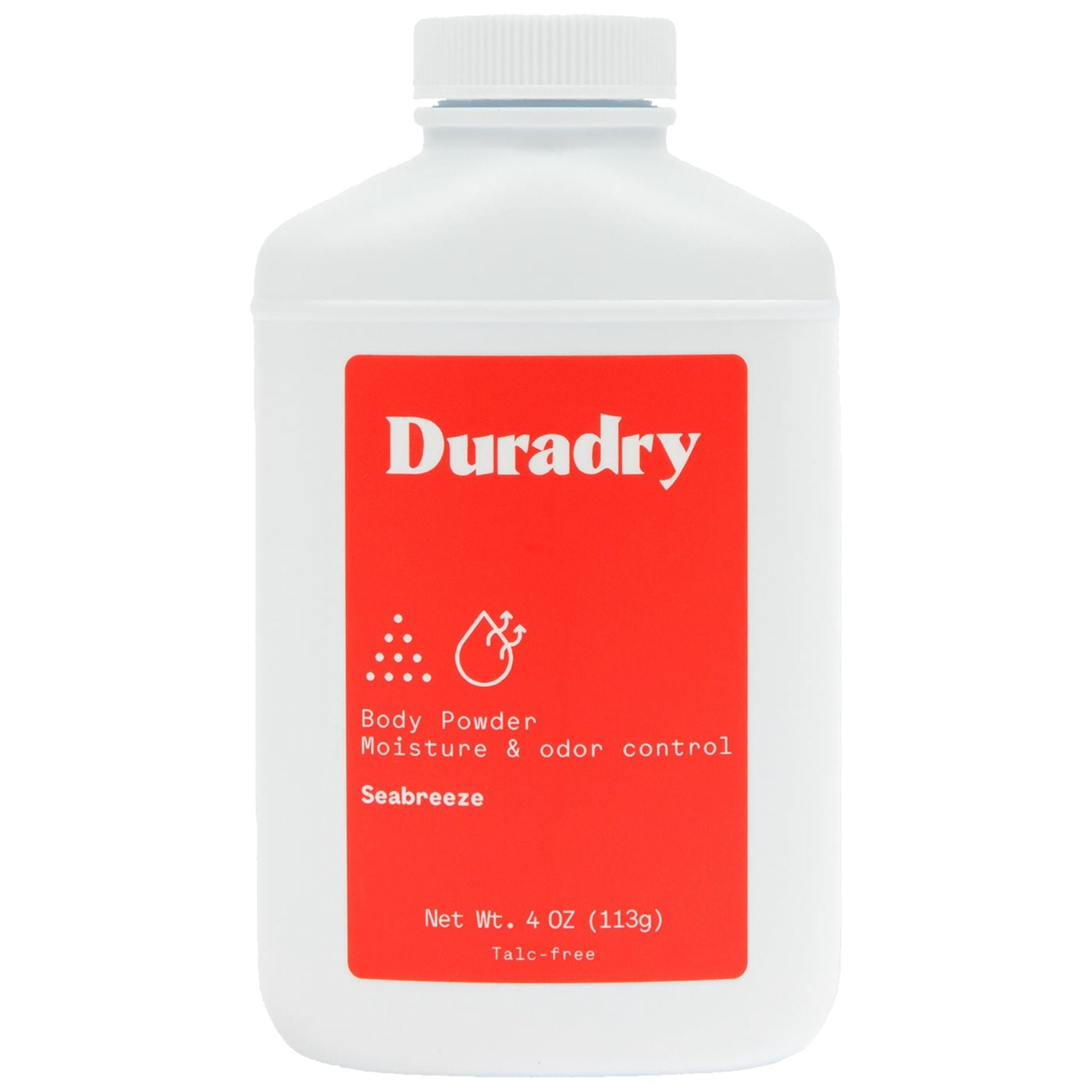 Duradry Body Powder - Sweat Defense & Odor Control, Sweat Absorbing, Anti-Chaffing, All Natural Powder, Talc-Free, Prevents and Eliminates Any Body Odor Naturally - Seabreeze, 4oz