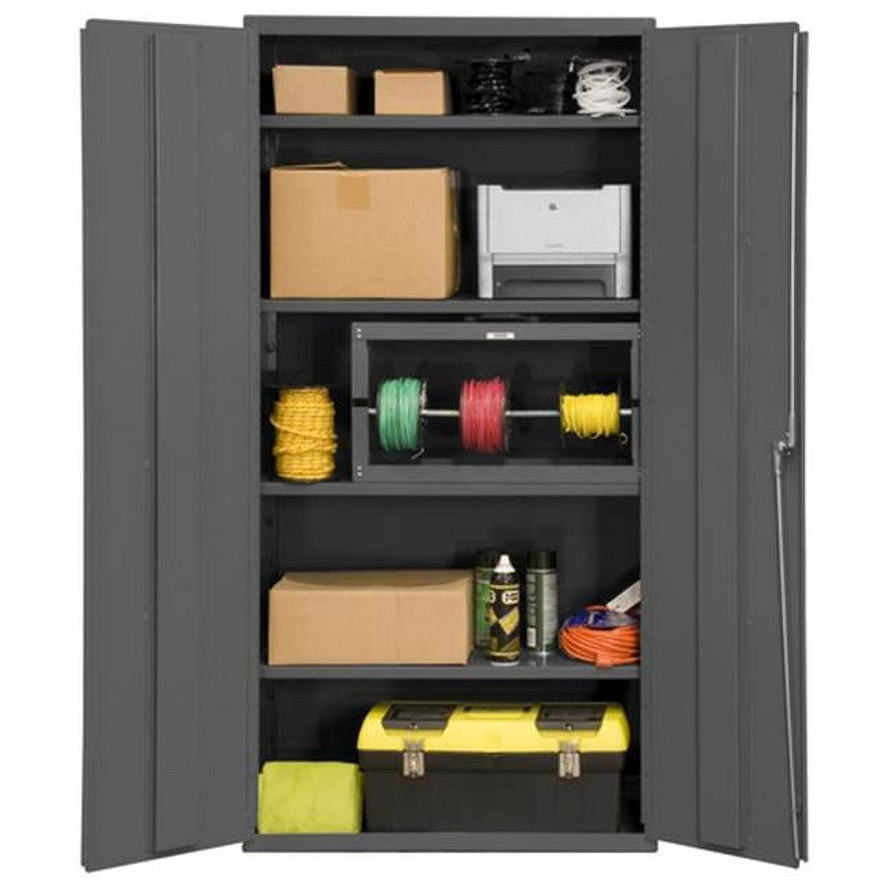 Durham  14 Gauge Flush Door Style Lockable Shelf Cabinet with 4 Adjustable Shelves - Gray - 36 x 18 x 72 in.