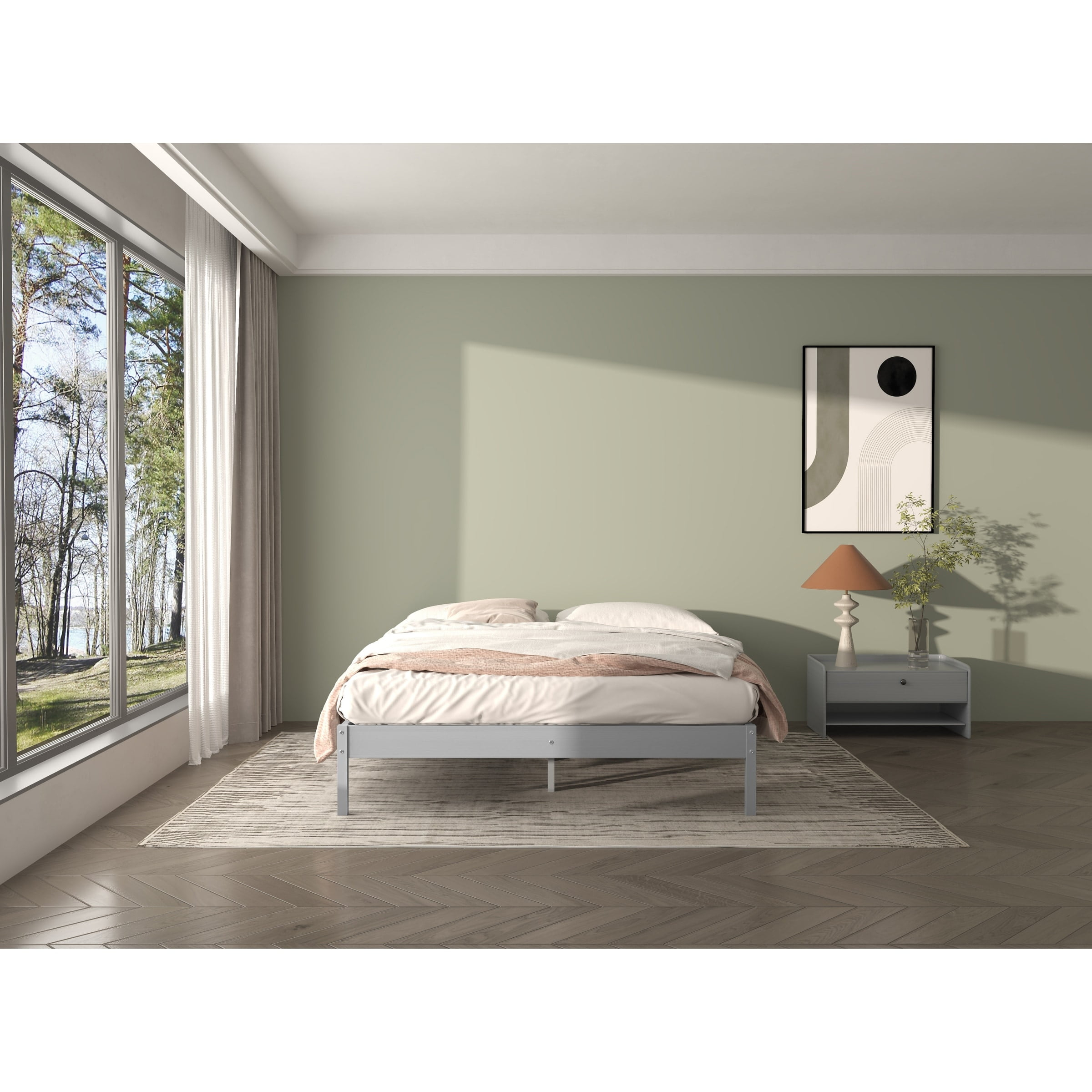 Dwell Home Basic Pine Platform Bed Grey - Full