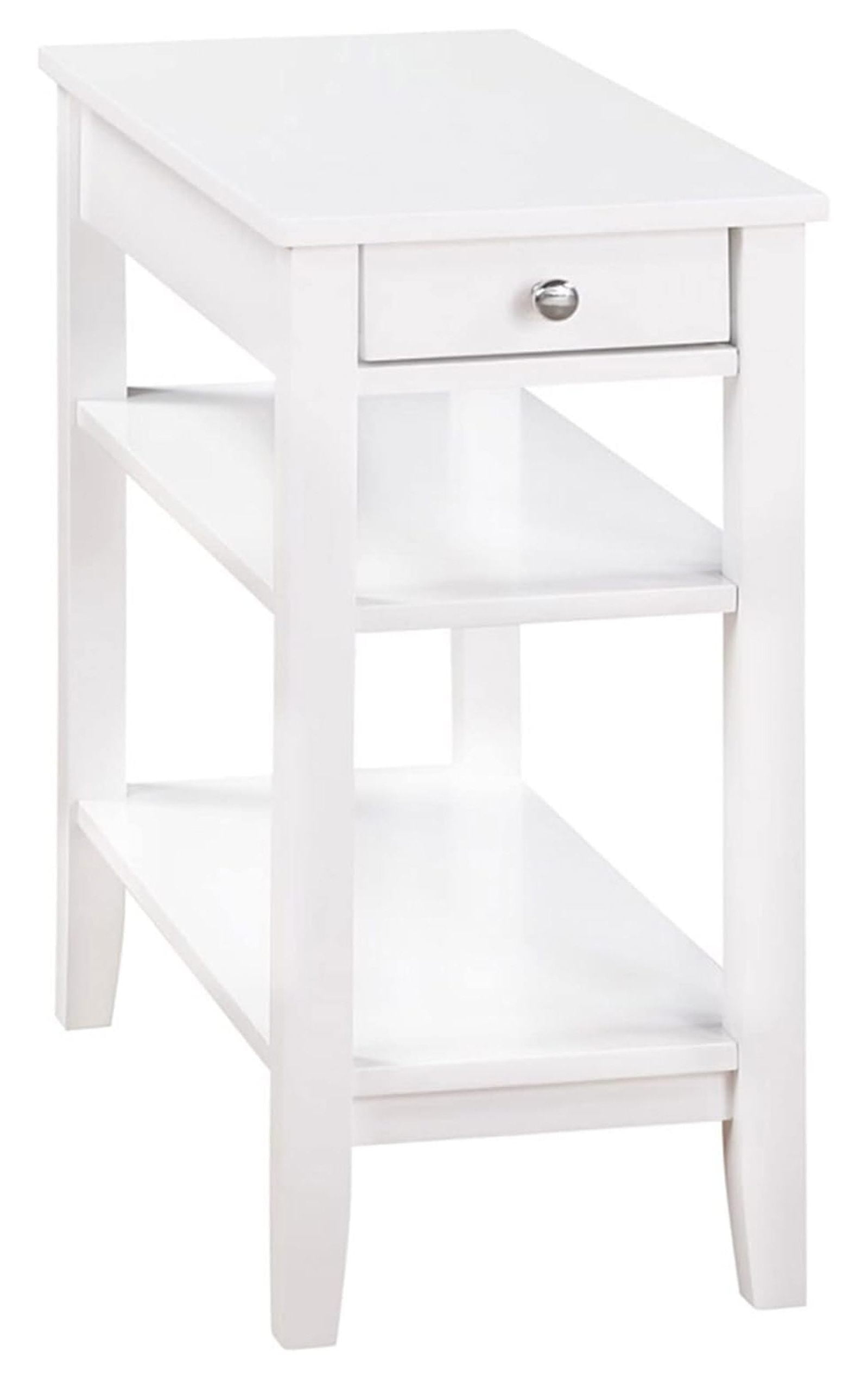 American Heritage Mesa Auxiliar con 1 Cajón, Estación de Carga y Estantes, Color Blanco