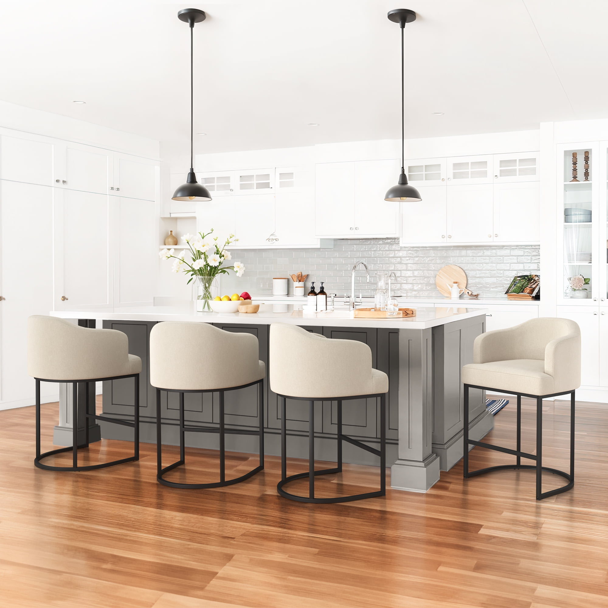 Dycanpo Counter Height Bar Stools with Back Sets of 4 Modern Counter Stools for Home Kitchen, Line