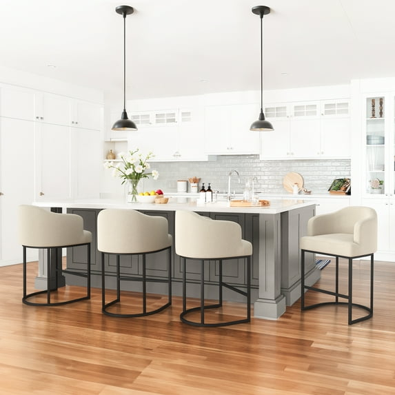 Dycanpo Counter Height Bar Stools with Back Sets of 4 Modern Counter Stools for Home Kitchen, Line