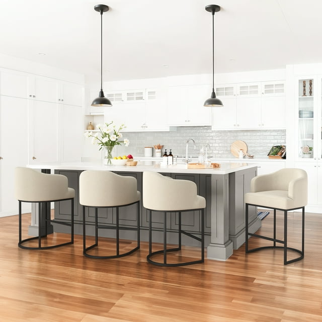 Dycanpo Counter Height Bar Stools with Back Sets of 4 Modern Counter Stools for Home Kitchen, Line