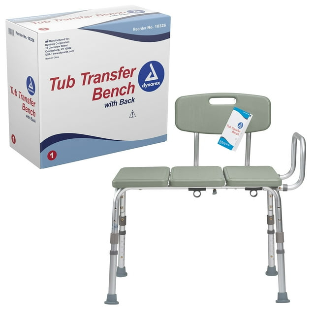 Dynarex Tub Transfer Bench, Provides Stress-Free and Comfortably Seated Access to a Bathtub or Shower, 400 lb. Weight Capacity, Grey, 1 Tub Transfer Bench