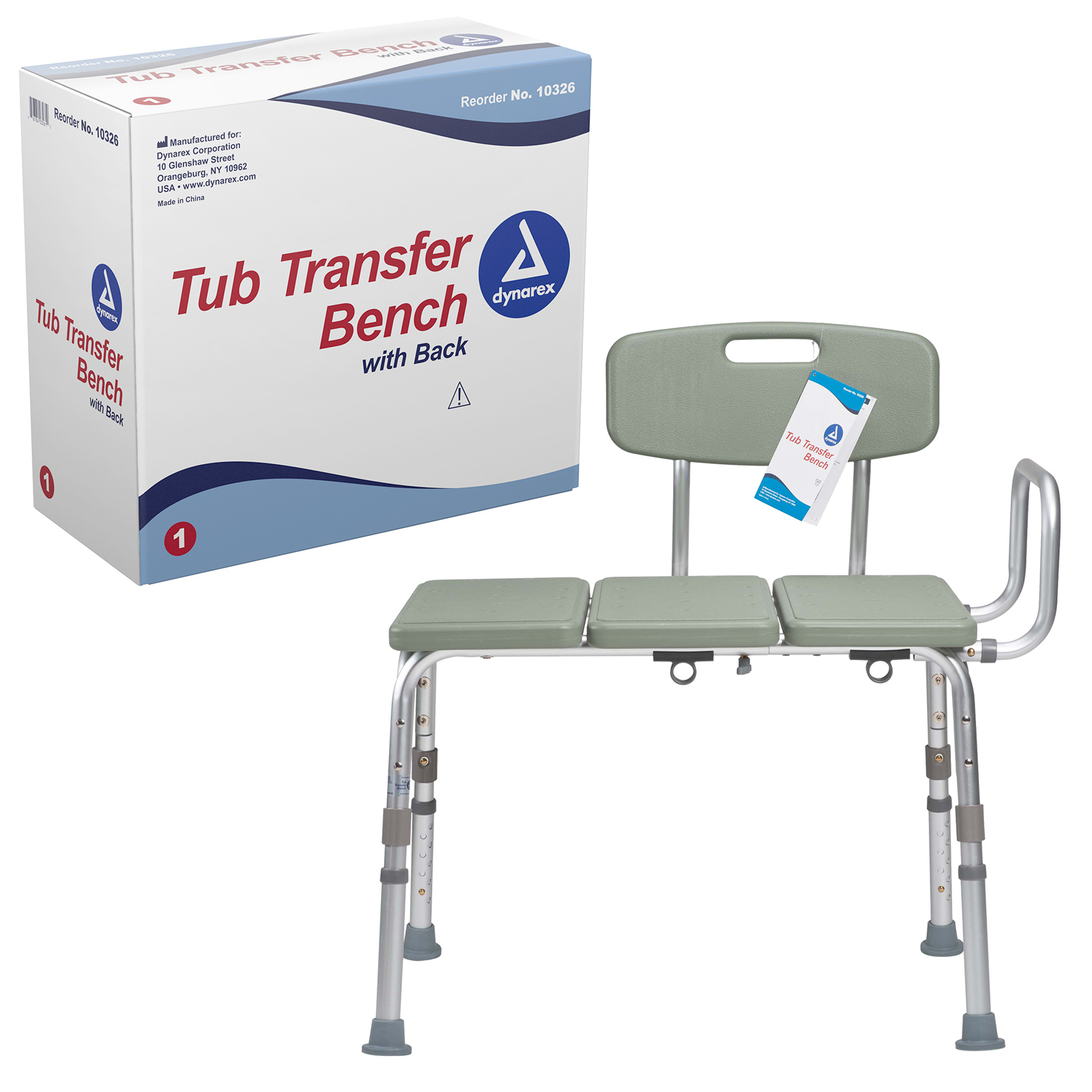 Dynarex Tub Transfer Bench, Provides Stress-Free and Comfortably Seated Access to a Bathtub or Shower, 400 lb. Weight Capacity, Grey, 1 Tub Transfer Bench