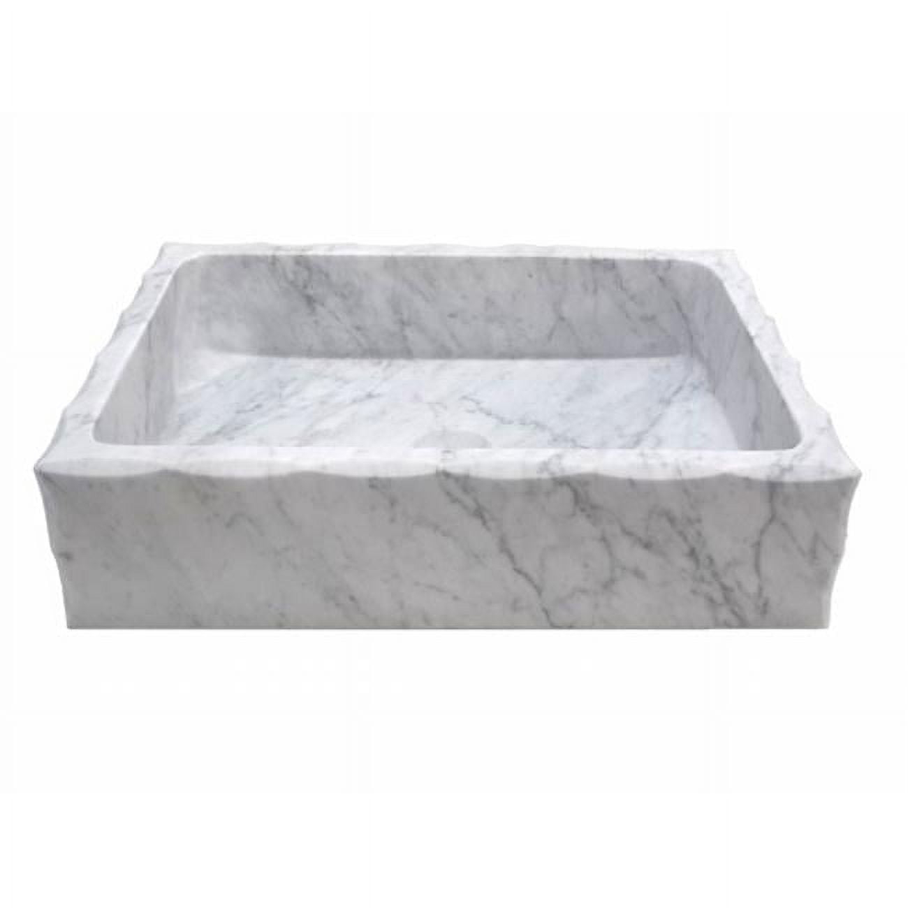 EB-S037CW-H Antique Rectangular Carrara Marble Vessel Sink Honed