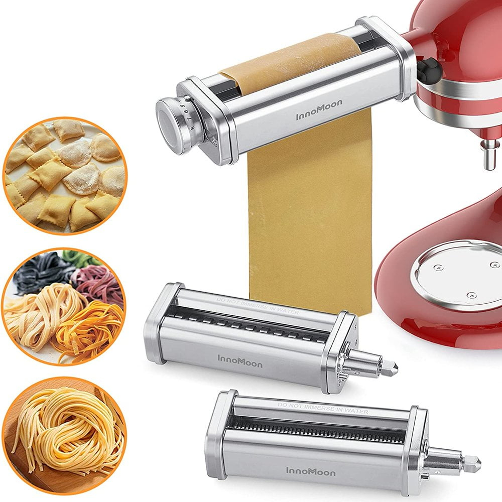 EIGTHTAIL 3 Piece Pasta Attachments for KitchenAid Stand Mixer Included Pasta Roller Spaghetti Cutter