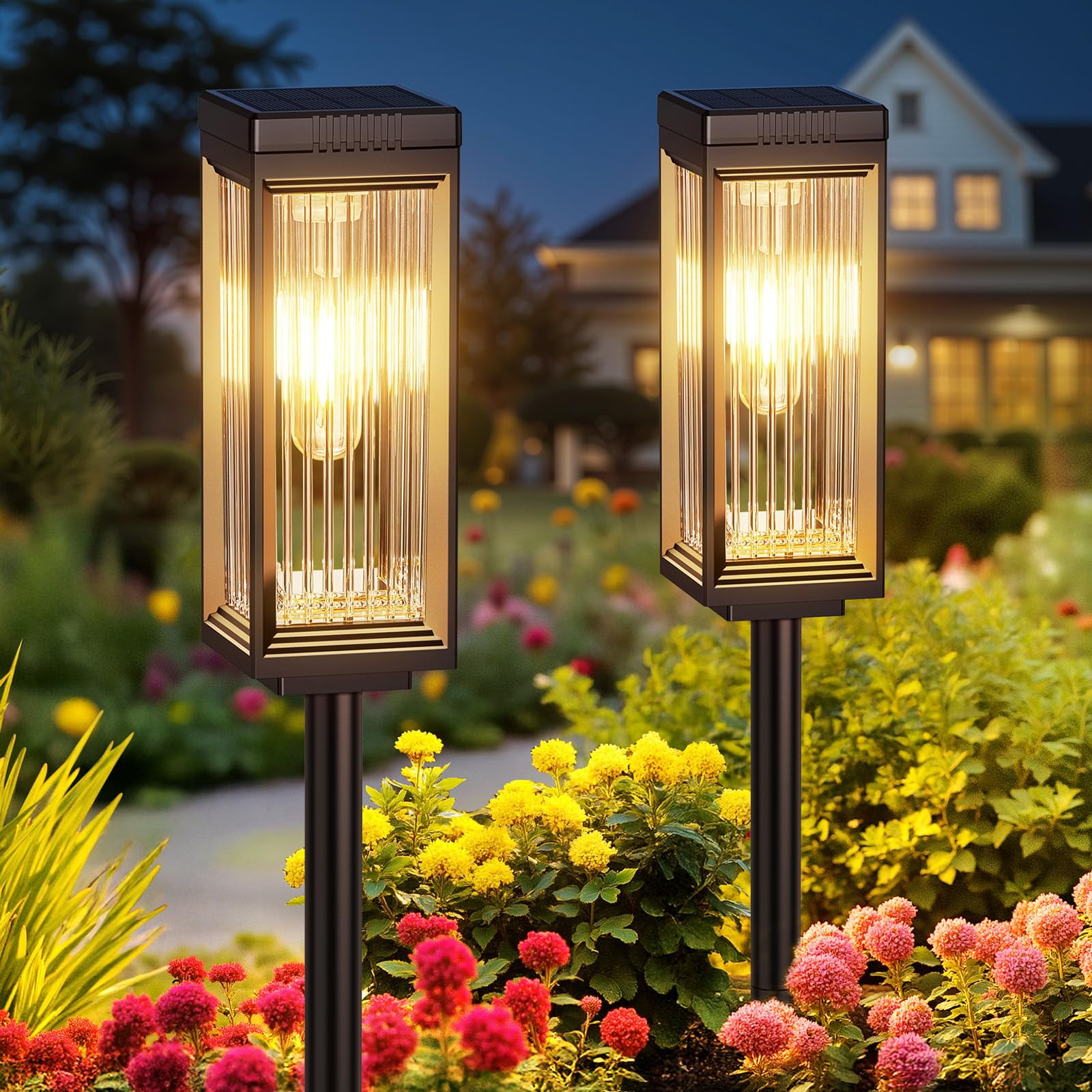 ELECLINK Solar Pathway Lights Outdoor, 2 Pack Upgraded Solar Lights Outdoor Waterproof, Bright Up to 15 Hrs Auto On/Off Garden Light for Yard Patio Lawn Path Walkway Driveway Outside Decor KEF16