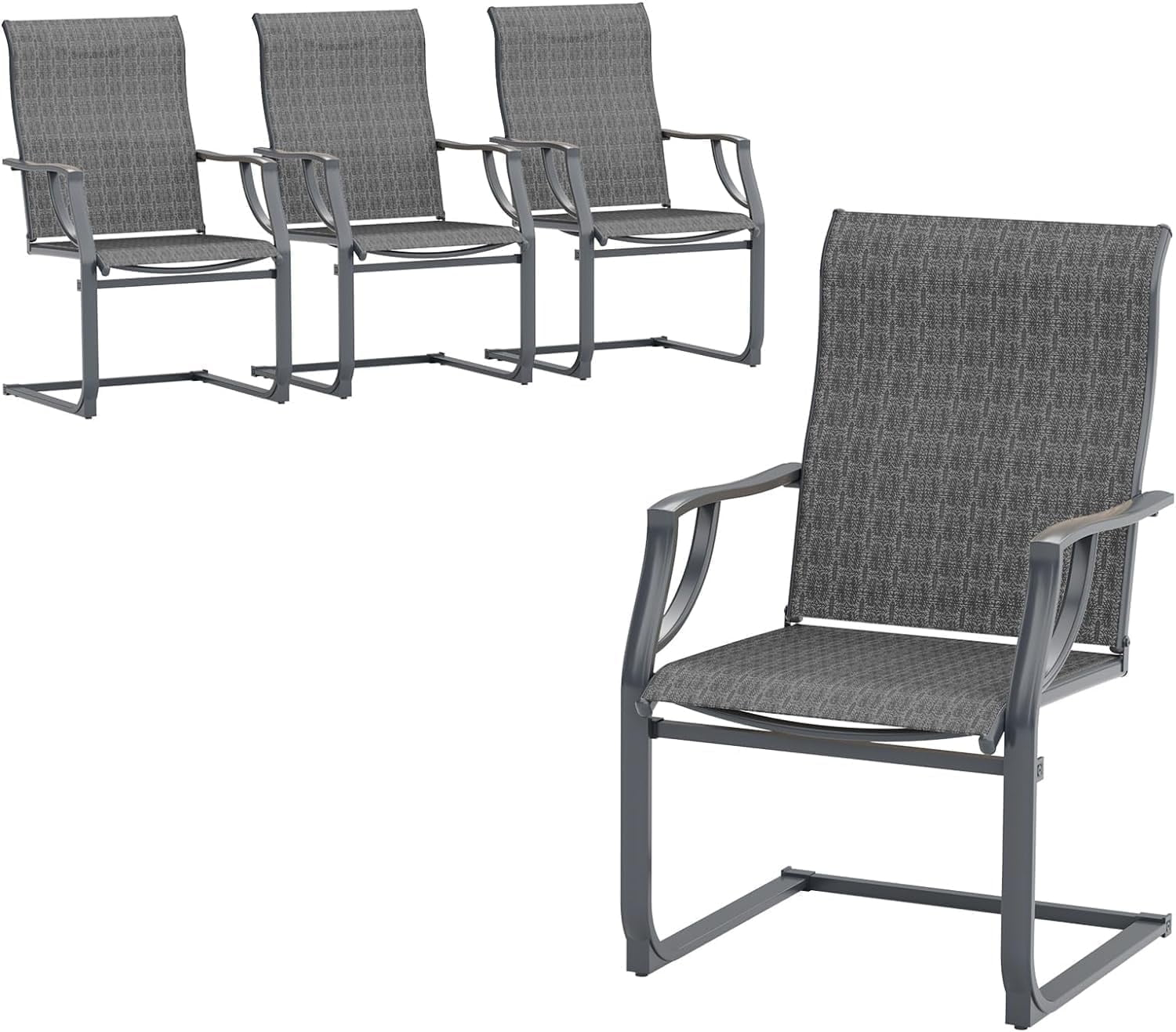 ELPOSUN 3 Piece Patio Conversation Bistro Set Outdoor Furniture Set, Porch Balcony Furniture Set,Wicker Chairs and Coffee Table Set for Patio Balcony Backyard Apartment, Grey