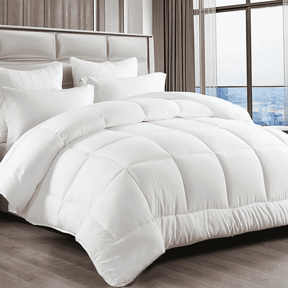 EMONIA Queen Comforter Duvet Insert, All Season Quilted Down Alternative, Hotel Luxury Fluffy Soft Cooling, Skin-friendly Machine Washable Reversible Quilted with Corner Tabs (White,88x88 inches)