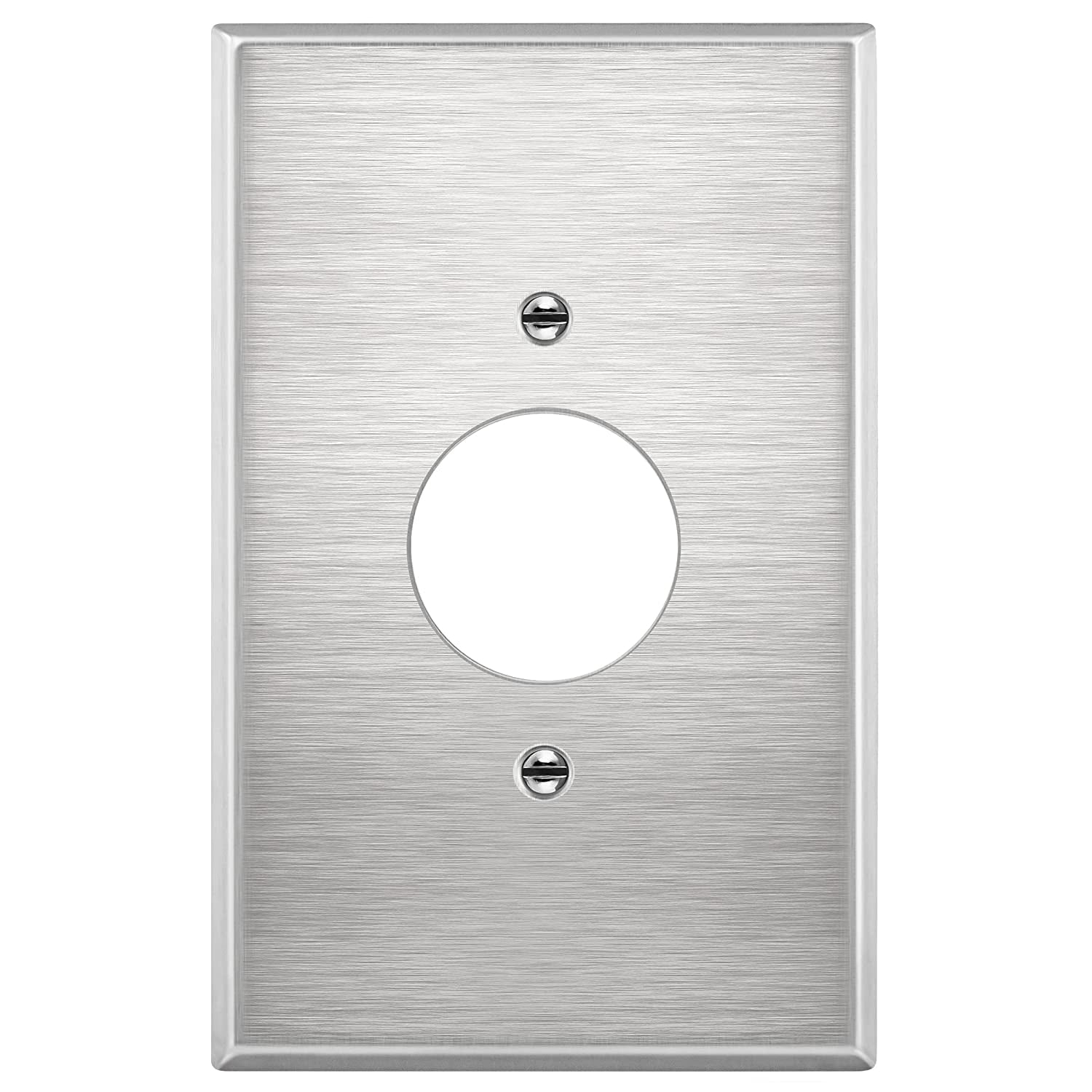 ENERLITES 1.406" Hole Single Receptacle Outlet Metal Wall Plate, Corrosive Resistant, Over Size 1-Gang 5.5" x 3.5", 7751O, 430 Stainless Steel, UL Listed, Silver