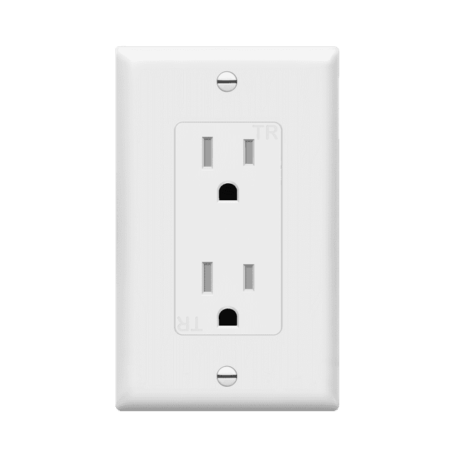 ENERLITES Decorator Receptacle Outlet with Wall Plate, Tamper-Resistant, Residential Grade, 3-Wire, Self-Grounding, 2-Pole, 15A 125V, UL Listed, White